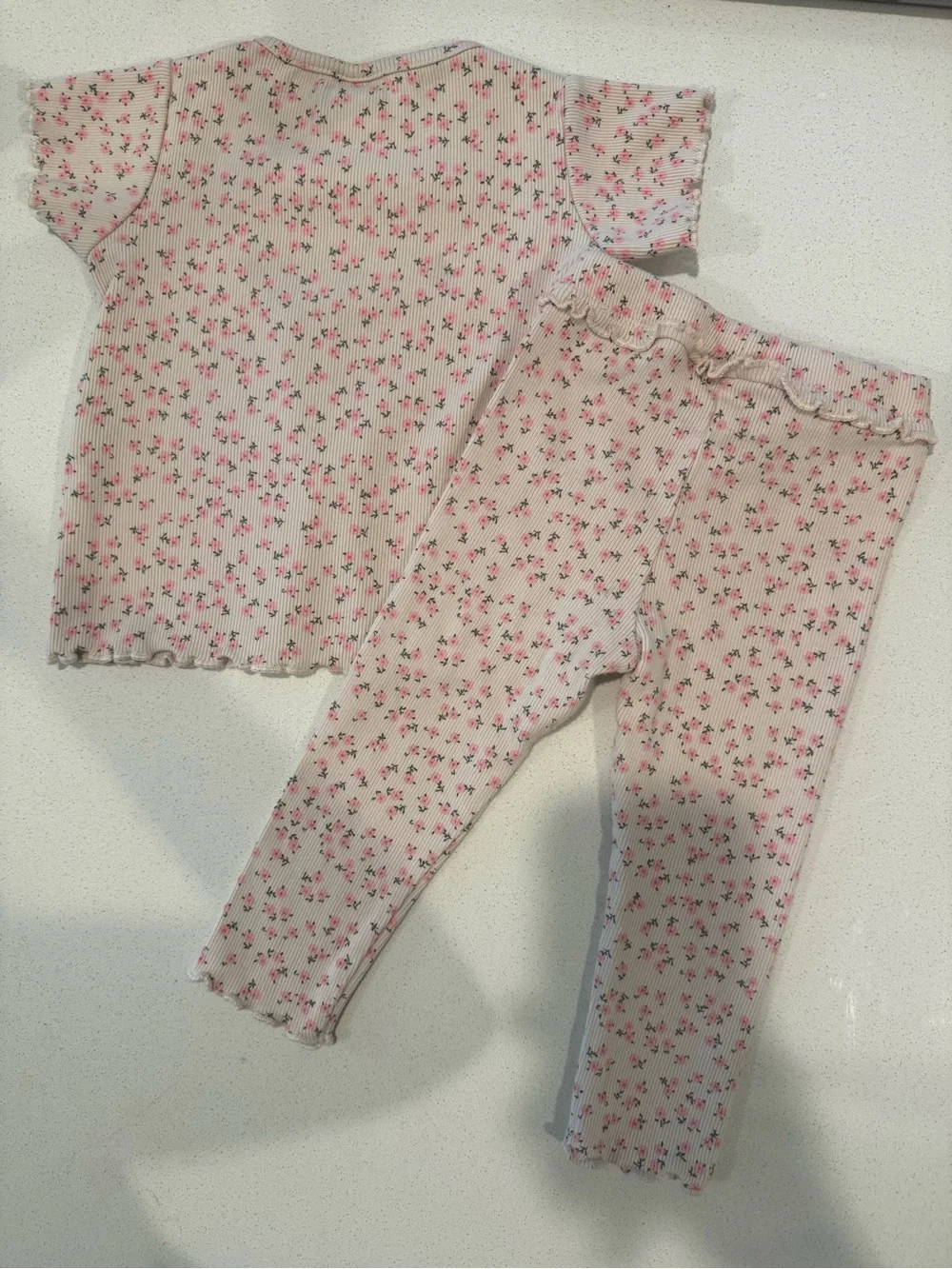 Zara Pink Floral Ribbed Matching Set 1 1/2 YEARS